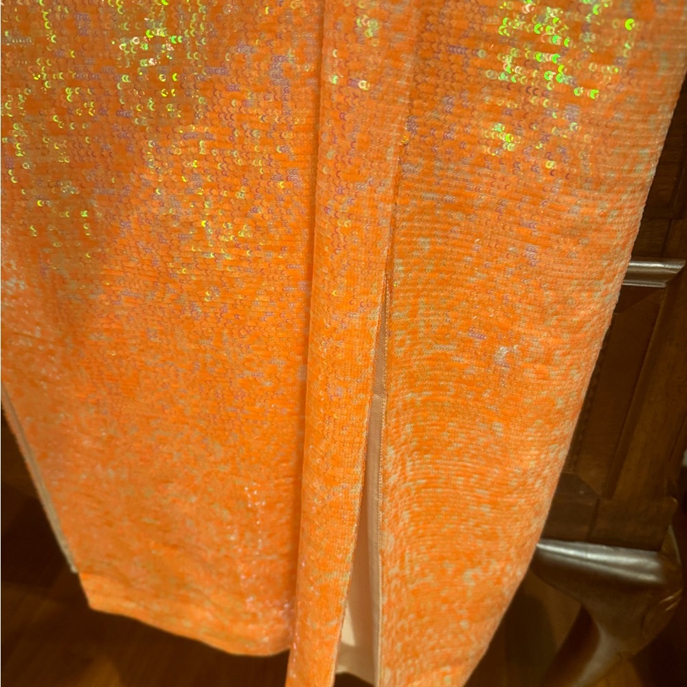 J. Crew Orange Sequin Shell long dress - Picture 9 of 13